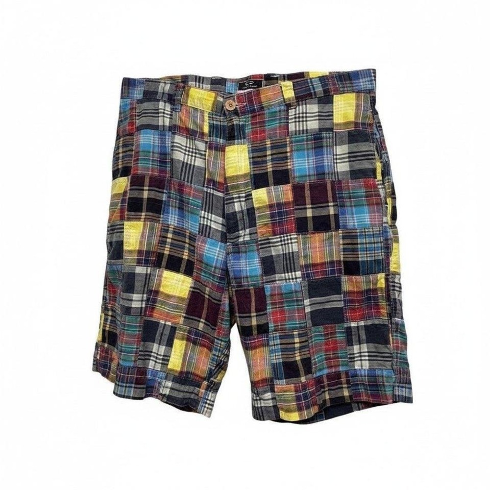 Snake Eyes Players Mens Patchwork Plaid Shorts Multi Color Cotton Size 38